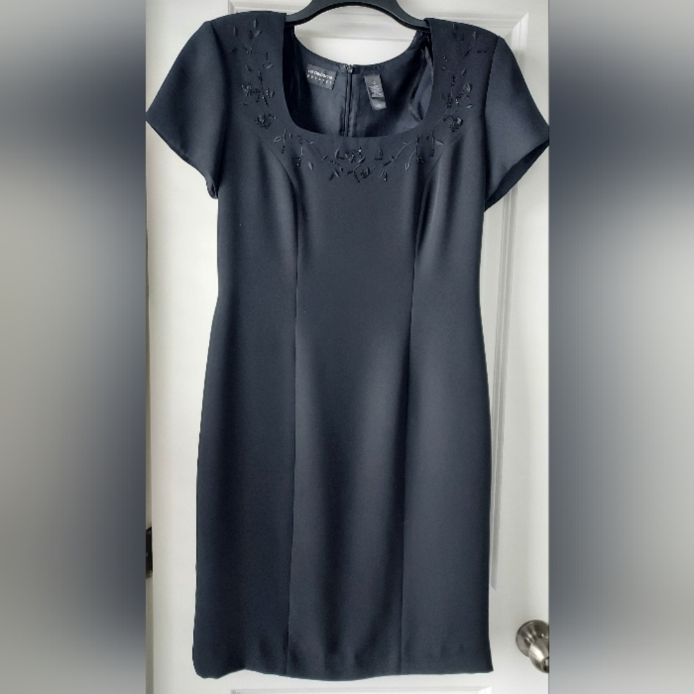 Liz Claiborne Dress 10 Black Floral  Darkfairy Vampira Siren Party Bling